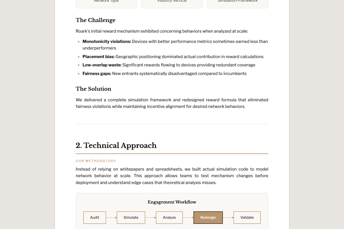 Roark technical approach and network model