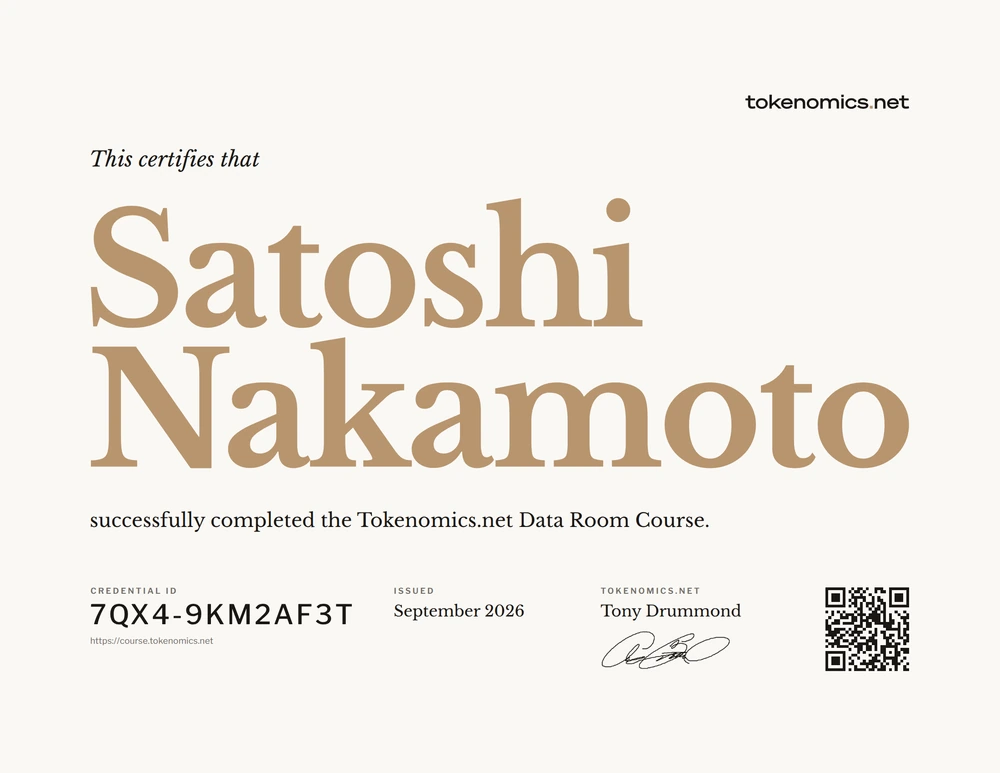 The premium certificate, with the holder's name set large in gold on a cream sheet.