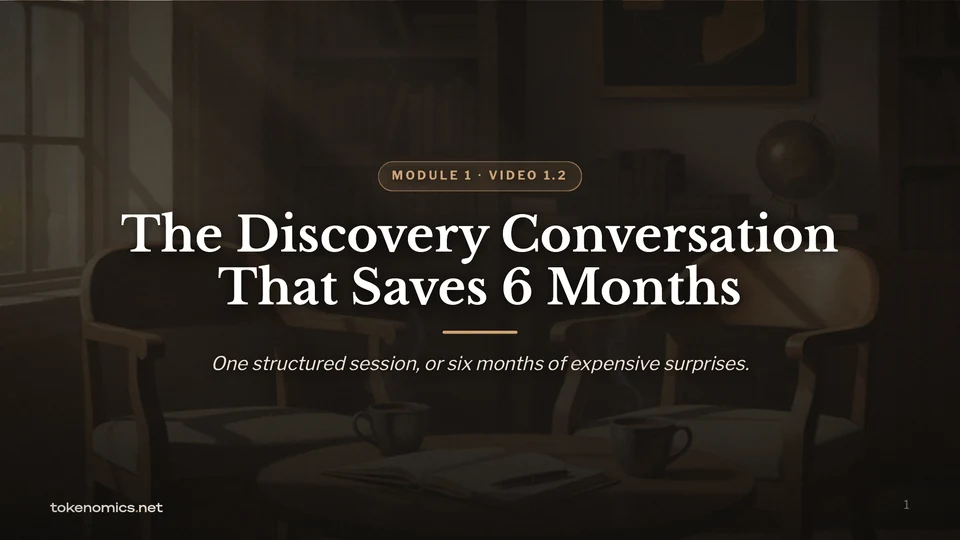 Title card from lesson 1.2, The Discovery Conversation.