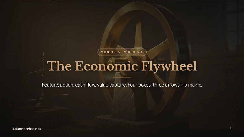 Title card from lesson 5.4, The Economic Flywheel.