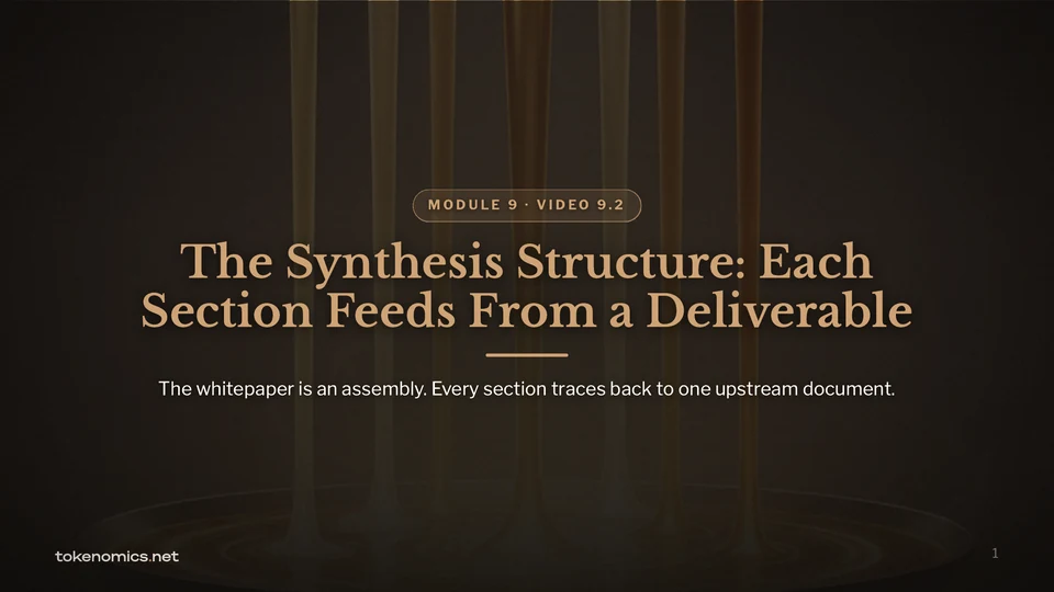 Title card from lesson 9.2, The Synthesis Structure.